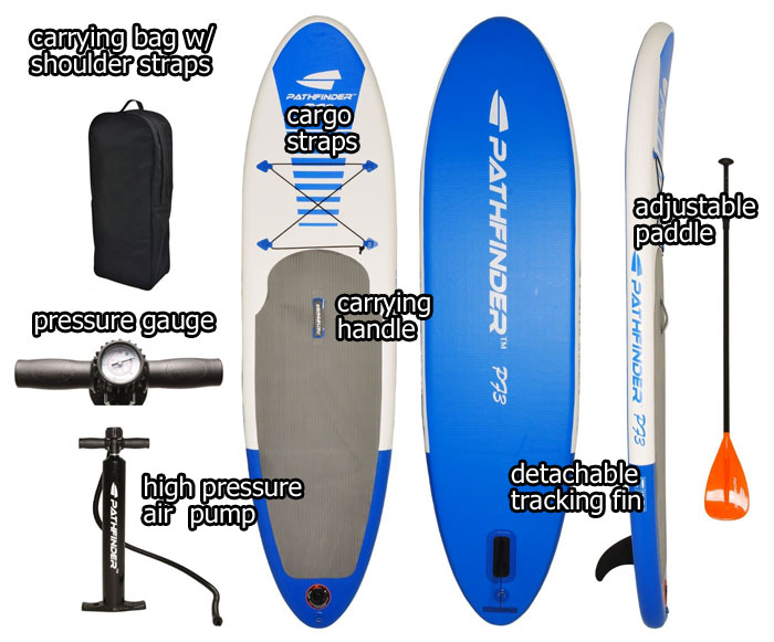 Pathfinder Inflatable SUP Set with Pump, Paddle, Carrying Bag