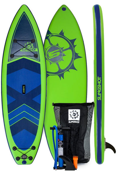 Slingshot SUP Package with Pump, Removable Fin, Backpack and more
