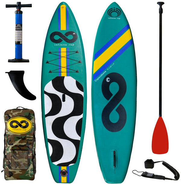 Infinito SUP Package with Inflatable Paddleboard, Pump, Fin, Carrying Bag, Paddle and Leash
