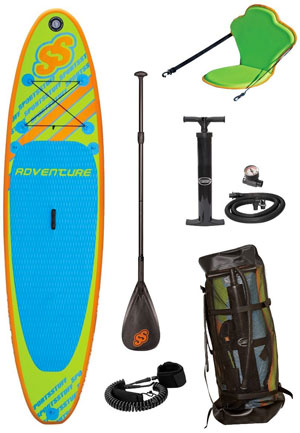 Sportsstuff Paddle Board Package with Board, Paddle, Pump, Guage, Lease, Backpack, Fin, Repair Kit