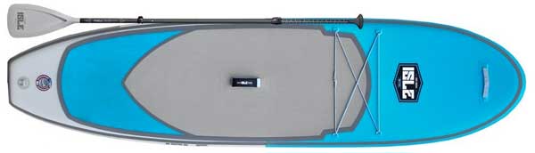 Deck Pad, Bungee Straps, Carrying Handle and Paddle Carrier on the Isle Airtech Inflatable SUP