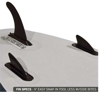 3-Fin System of Peak Explorer Hybrid Inflatable SUP